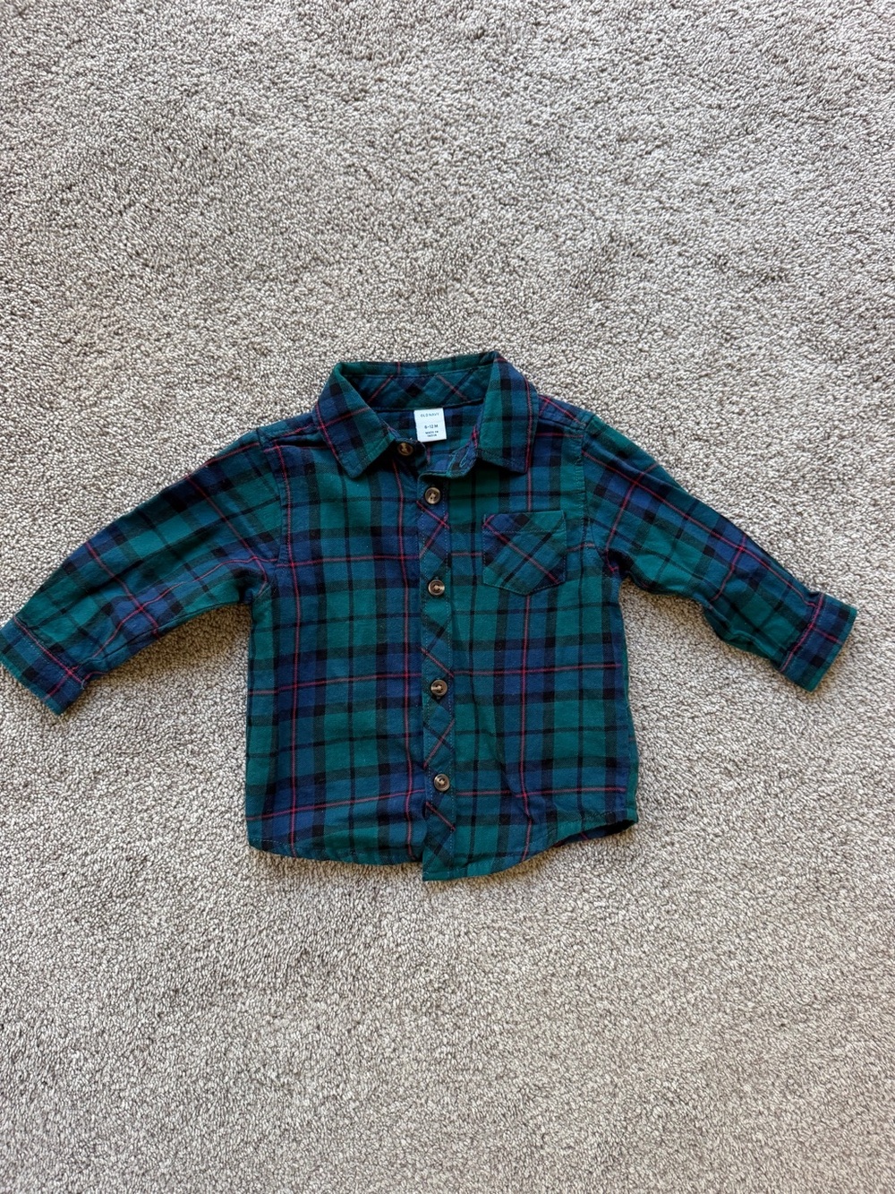 Old Navy Green and Navy Plaid Button-Down Kids Shirt